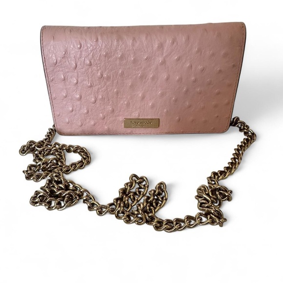 Kate Spade Alexander ISABELI Pink Ostrich Embossed Silver Chain Crossbody Bag - Picture 1 of 7